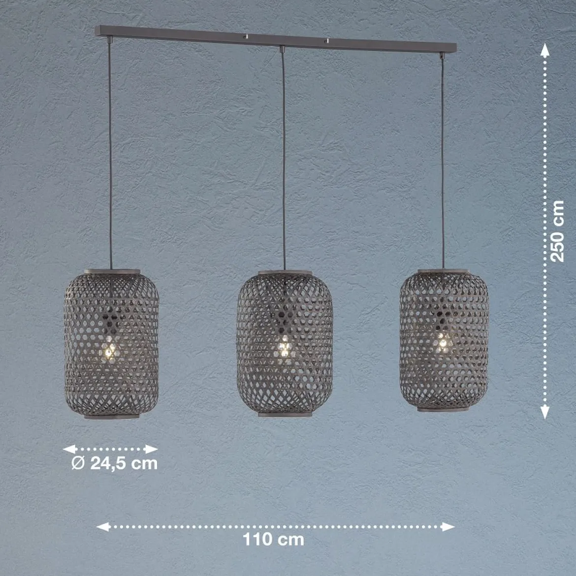 SCHÖNER WOHNEN-Kollektion Pendelleuchte CALLA Rattanschirm schwarz matt 860008