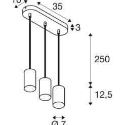 SLV 1006435 ASTO TUBE Pendelleuchte 3-flammig GU10 schwarz
