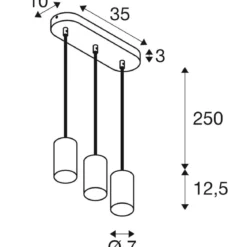 SLV 1006436 ASTO TUBE Pendelleuchte 3-flammig GU10 weiß