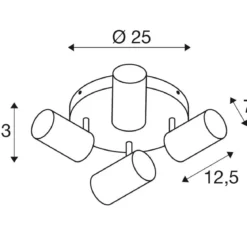 SLV 1006430 ASTO TUBE Spotstrahler zylindrisch rund 4-flammig GU10 weiß