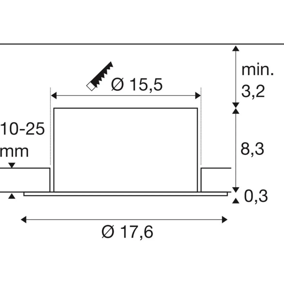 SLV 1008625 DOWNLIGHT Einbaustrahler C DALI 3000K IP54