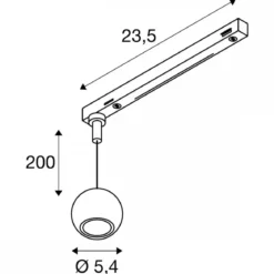 SLV 1010325 DYSKO Pendelleuchte für Stromschiene 1-Phasen 2700K 36° weiß schwarz