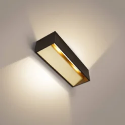 SLV Leuchte 1002842 LOGS IN L Indoor LED Wandaufbauleuchte schwarz messing 3000K TRIAC dimmbar