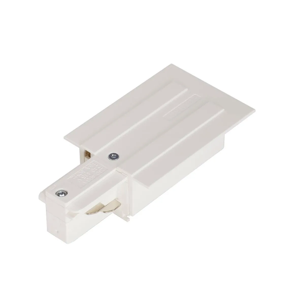 SLV No. 1001533 Einspeiser für EUTRAC 3-Phasen-Einbauschieschiene Erde links weiß