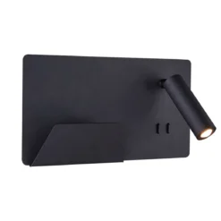 SLV No. 1003455 SOMNILA SPOT Indoor LED Wandaufbauleuchte 3000K schwarz Version links inkl. USB