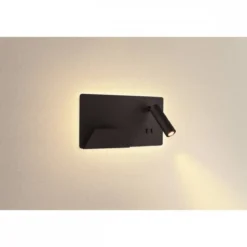 SLV No. 1003455 SOMNILA SPOT Indoor LED Wandaufbauleuchte 3000K schwarz Version links inkl. USB