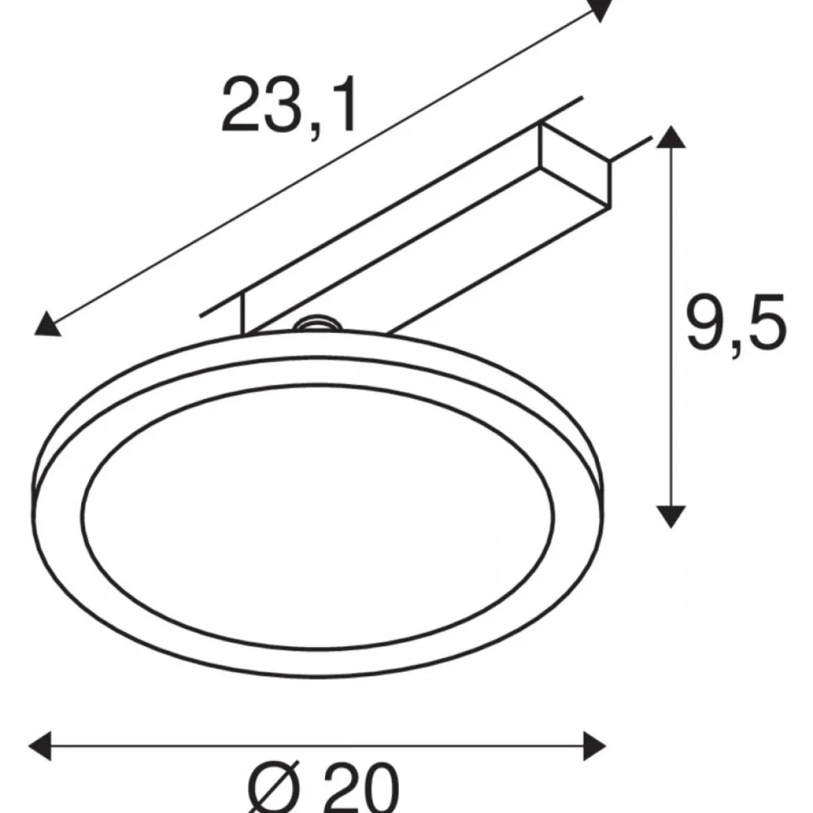 SLV 1004935 PANEL TRACK round 200mm 1-Phasen Spot schwarz 18W 3000K