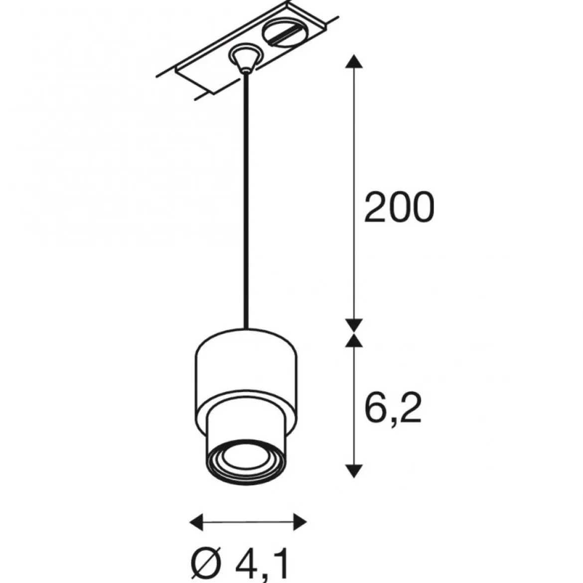 SLV 1008207 PURI 2.0 Basic 1-Phasen Pendelleuchte ohne Schirm GU10 max. 6W schwarz
