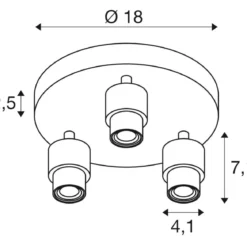 SLV 1008237 PURI 2.0 Basic Wand- und Deckenleuchte rund 3-flammig ohne Schirm schwarz GU10