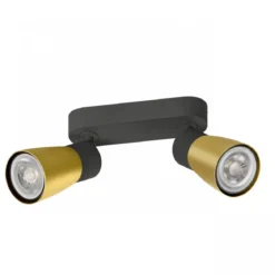 SLV 1008370 PURI 2.0 Dome Wand- und Deckenleuchte long 2-flammig schwarz gold GU10