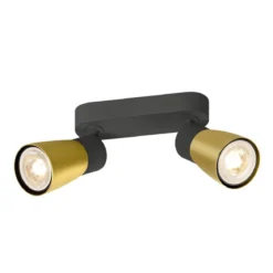 SLV 1008370 PURI 2.0 Dome Wand- und Deckenleuchte long 2-flammig schwarz gold GU10