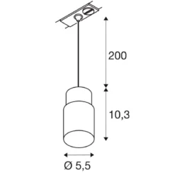 SLV 1008257 PURI 2.0 Tube 1-Phasen Pendelleuchte GU10 max. 6W grau