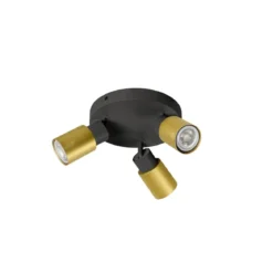 SLV 1008333 PURI 2.0 Tube Wand- und Deckenleuchte rund 3-flammig schwarz gold GU10