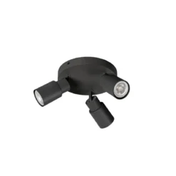 SLV 1008332 PURI 2.0 Tube Wand- und Deckenleuchte rund 3-flammig schwarz GU10