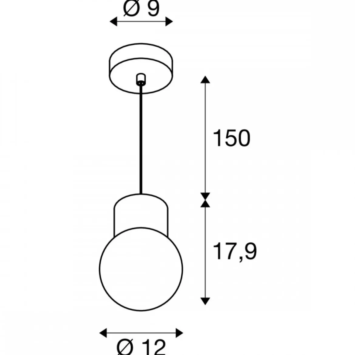 SLV 1007815 VARYT Pendelleuchte 150cm E14 schwarz ohne Glas