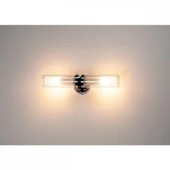 SLV 1002229 WL 106 Wandleuchte doppel Glas chrom 2xE14 IP44