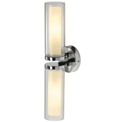SLV 1002229 WL 106 Wandleuchte doppel Glas chrom 2xE14 IP44
