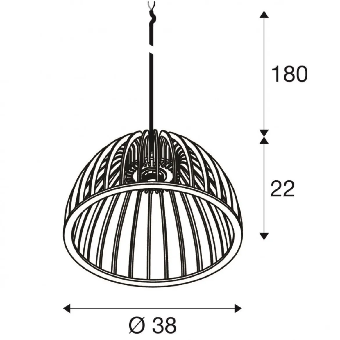 SLV 1008045 WUD Pendelleuchte E27 half round offenes Kabelende natur